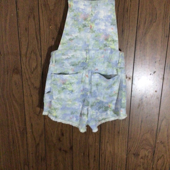 Pilcro x Anthropologie Cut-Off Short Overalls In Blue Motif Women's - Picture 5 of 5